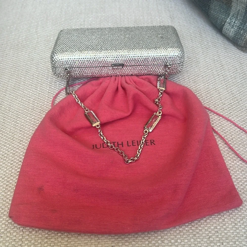 Judith Leiber Sparkling Silver Clutch. 6.5x3.5